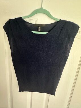 White House Black Market Brand NEW Navy Metallic Sleeveless Knit Tank Top